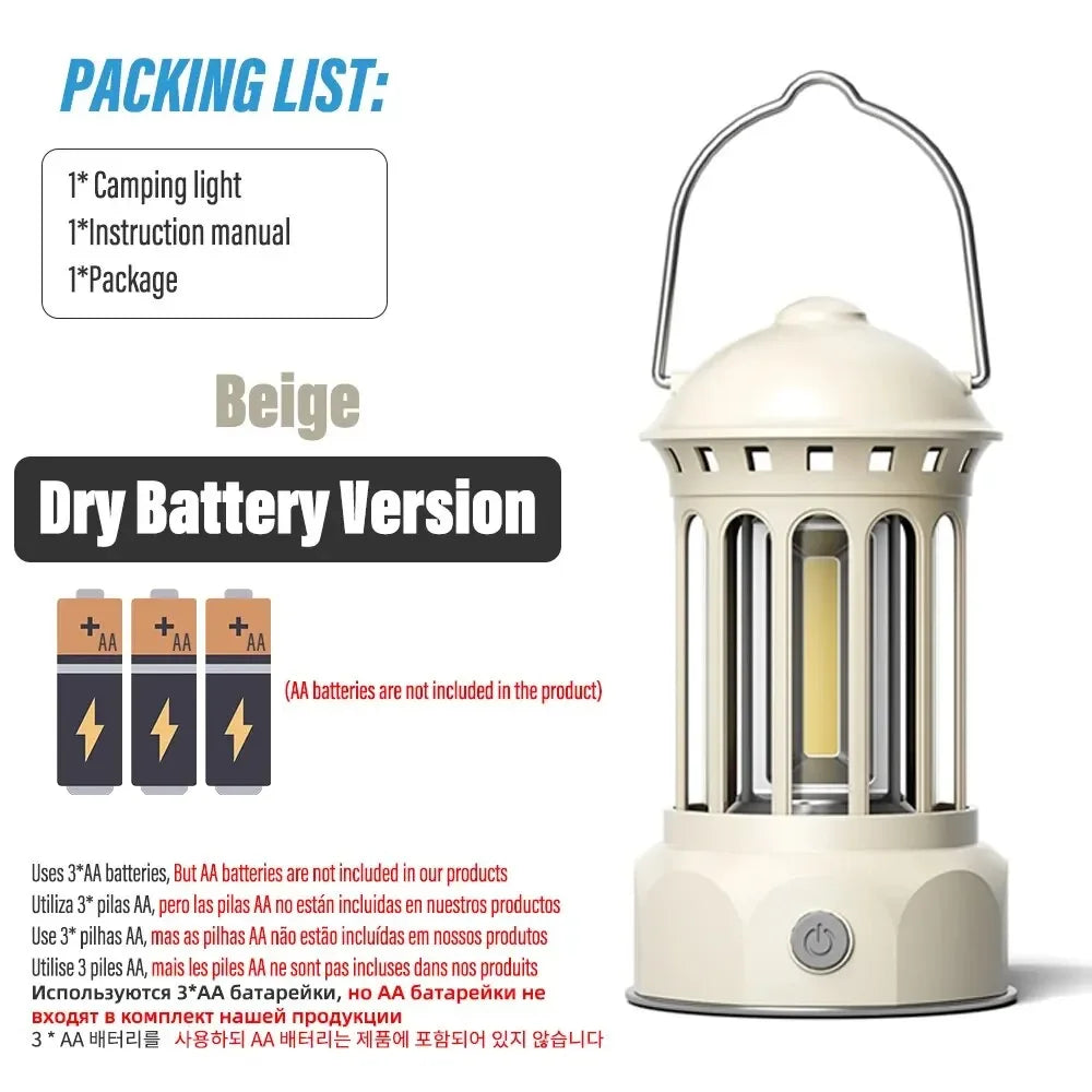 European Roman Pillar Vintage Camping Lantern Flashlight