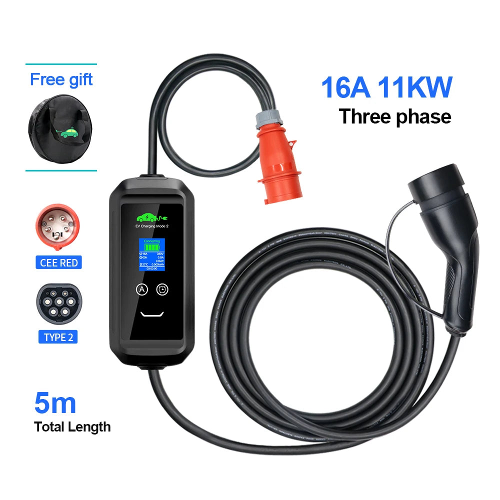 Portable 11KW 16A EV Portable Charger