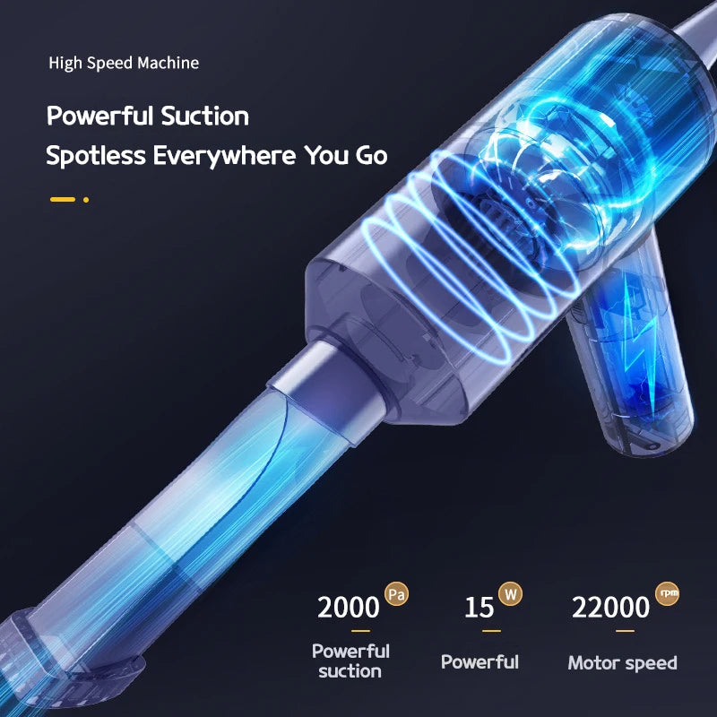 Car Mounted Wireless Vacuum with High Suction Power