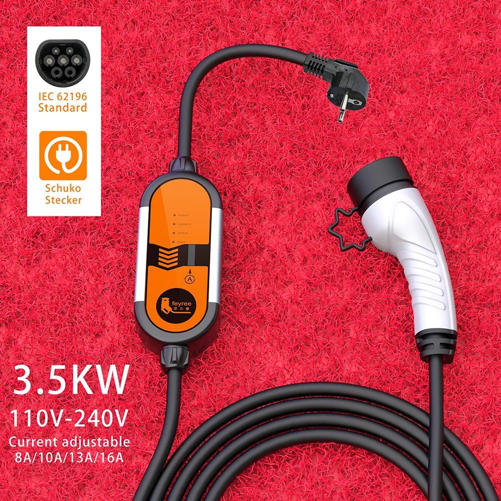 Portable EV Charger Type2 IEC62196-2 16A EVSE Charging Cable