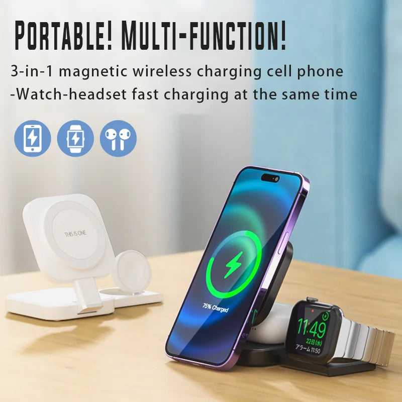 Foldable 3 in 1 Magnetic Wireless Charging
