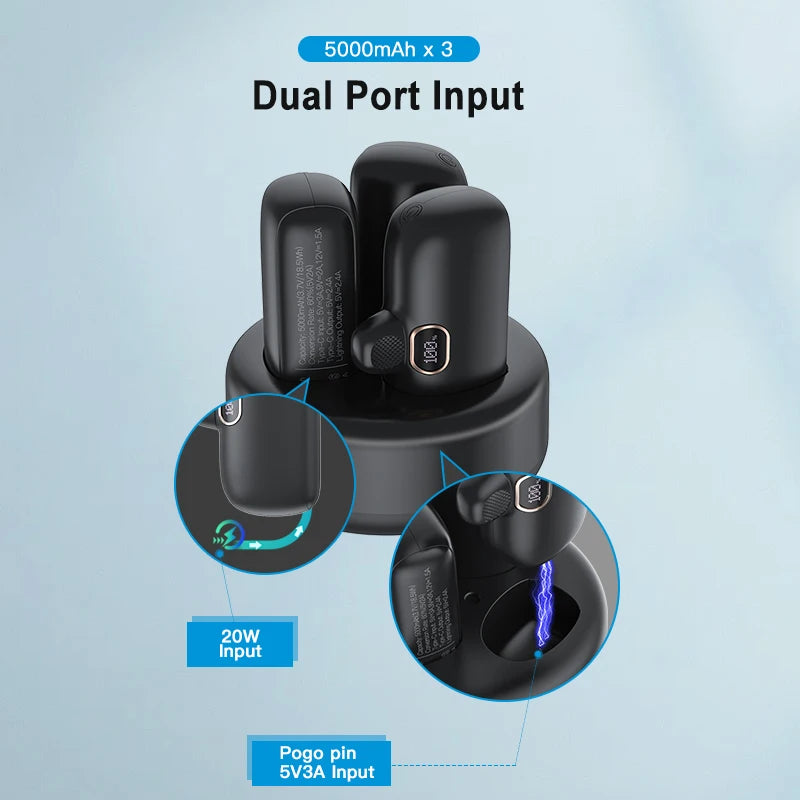 3Pcs Mini Power Bank 5000mAh PowerBank