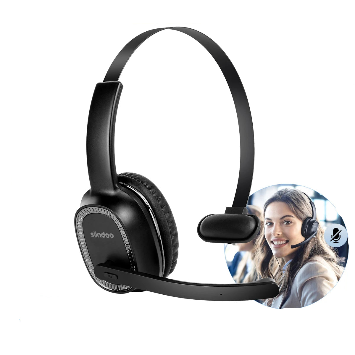 Wireless Call Center Headset with Mic Noise Canceling