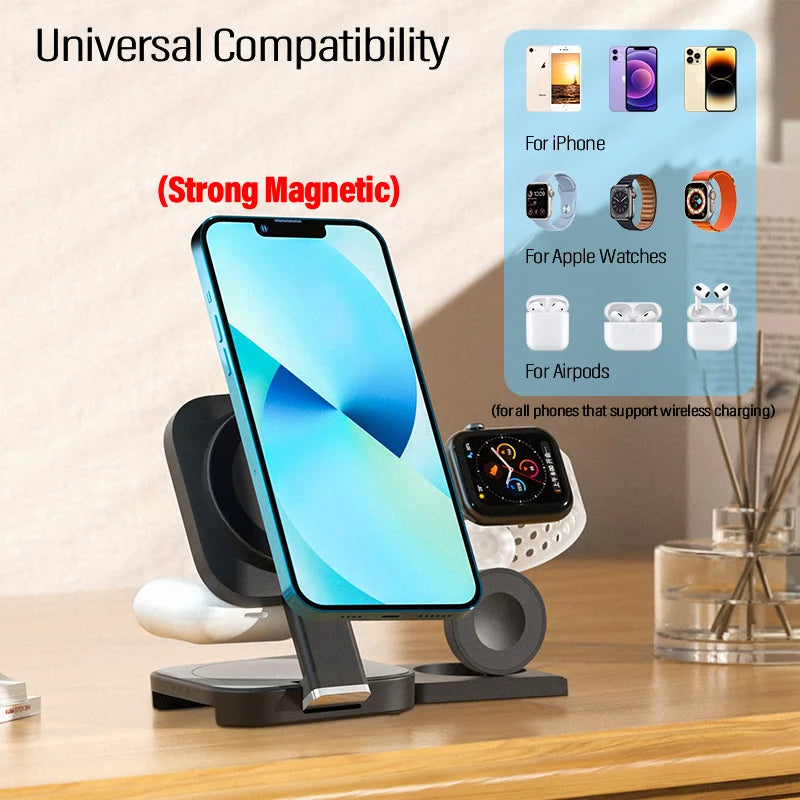 Foldable 3 in 1 Magnetic Wireless Charging