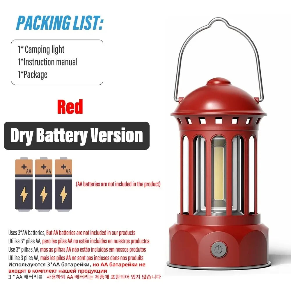 European Roman Pillar Vintage Camping Lantern Flashlight