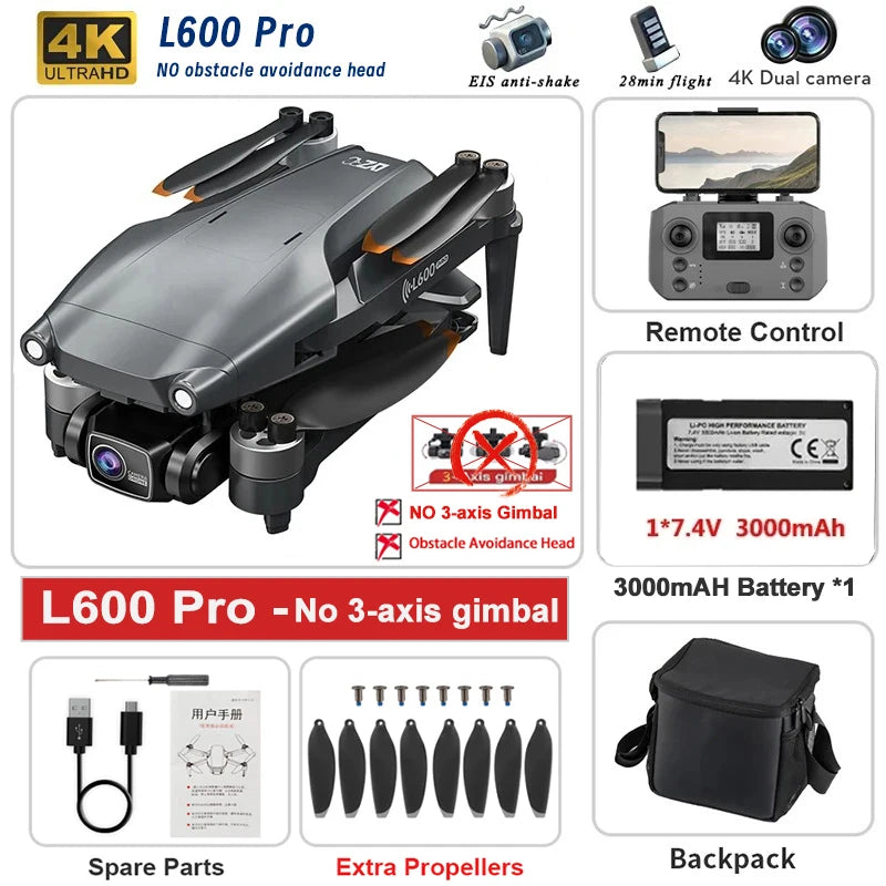 L600 PRO MAX Drone 4K Professional 3-Axis