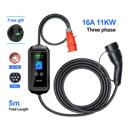 Portable 11KW 16A EV Portable Charger