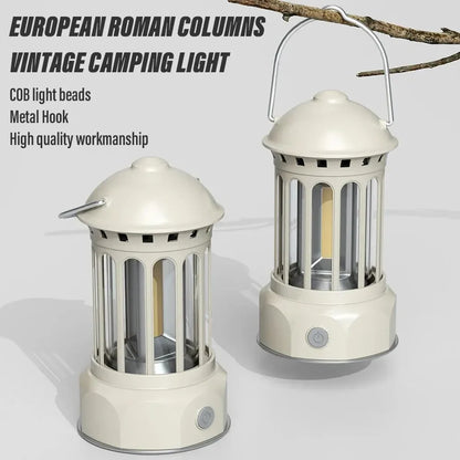 European Roman Pillar Vintage Camping Lantern Flashlight