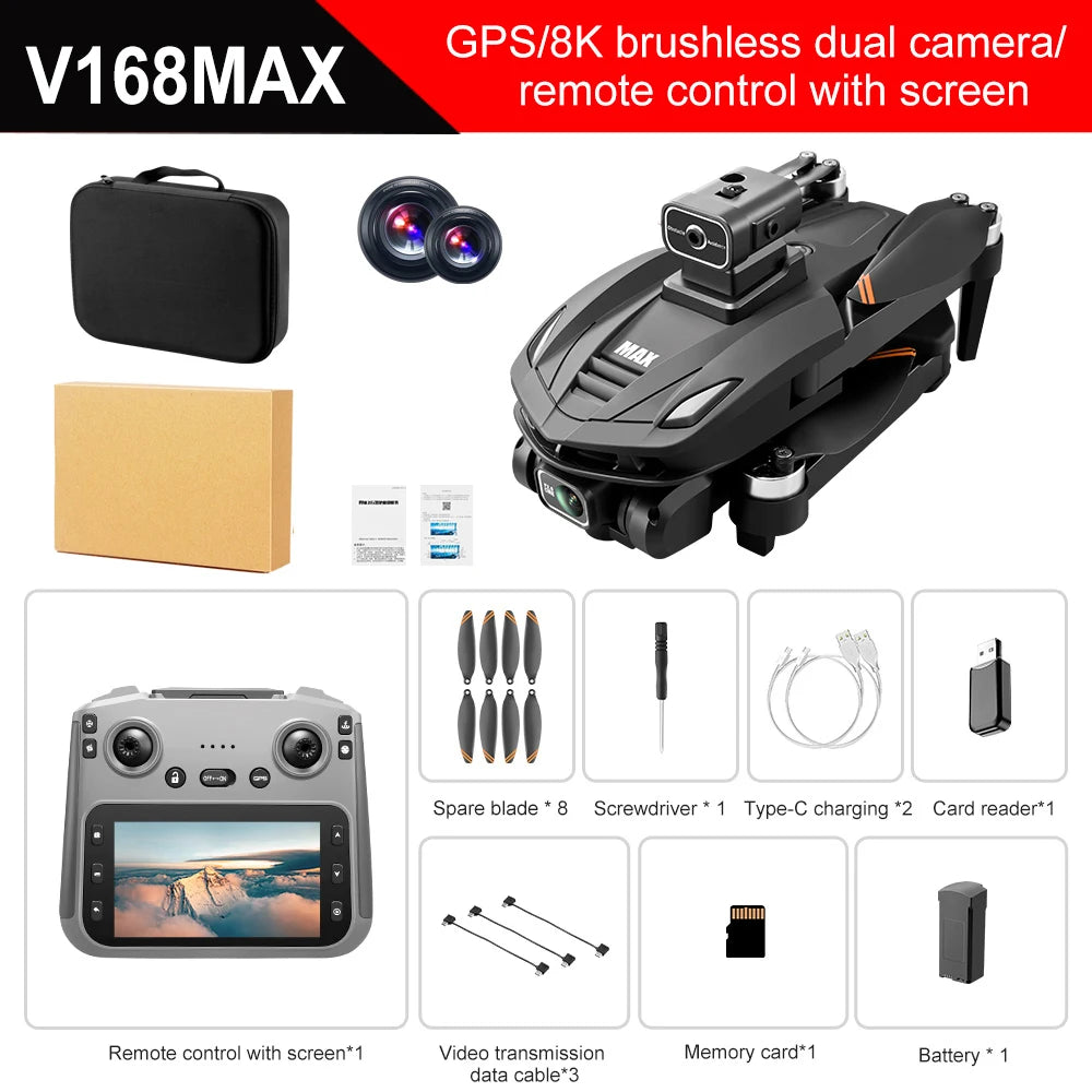 2025 New V168 Max Drone 8K Professional 5G GPS HD Dual Camera