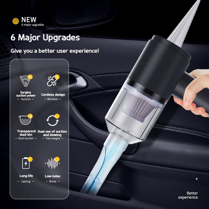 Car Mounted Wireless Vacuum with High Suction Power