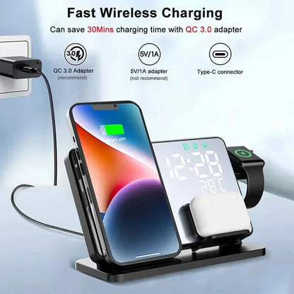 Wireless Charger Alarm Clock Stand Fast