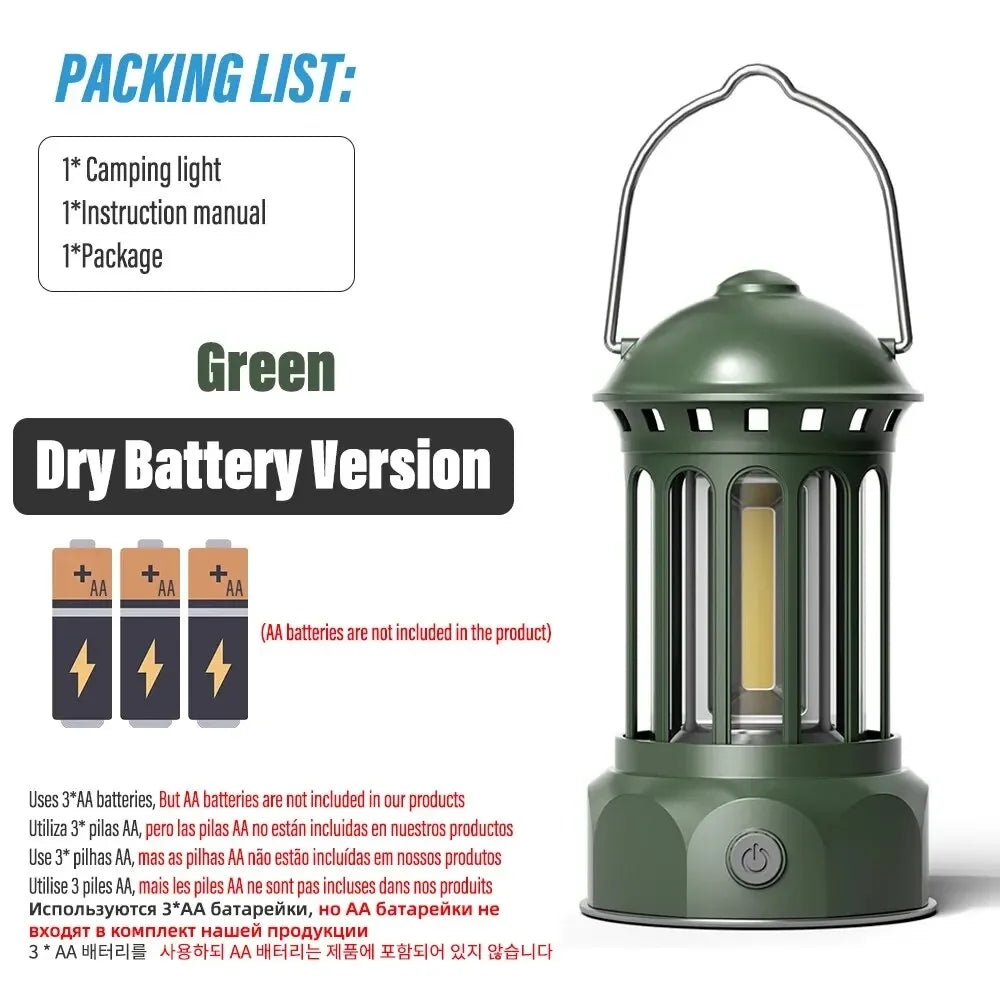 European Roman Pillar Vintage Camping Lantern Flashlight