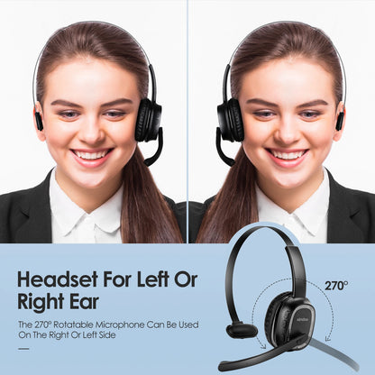 Wireless Call Center Headset with Mic Noise Canceling