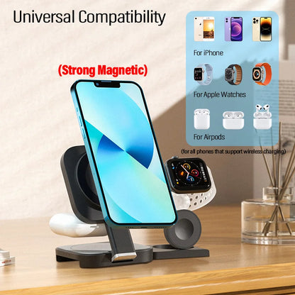 Foldable 3 in 1 Magnetic Wireless Charging